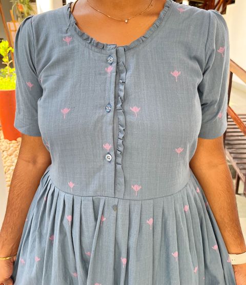 Blue Handloom Lotus feeding maxi