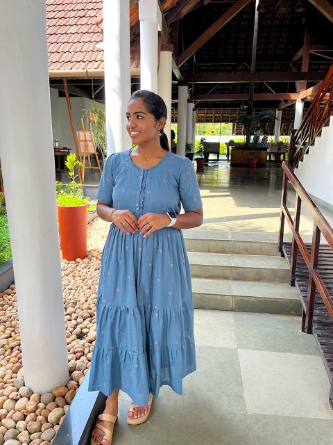 Blue Handloom Lotus feeding maxi