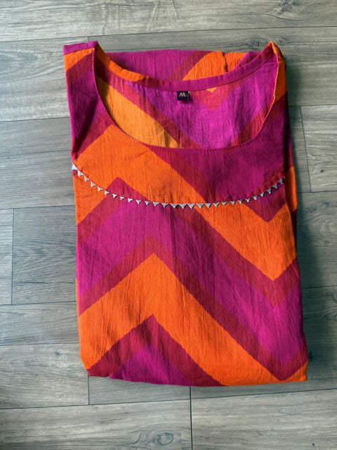 Orange with pink feeding kurti-FK-27
