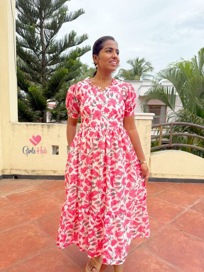 Peach Floral Hakoba – FM-55