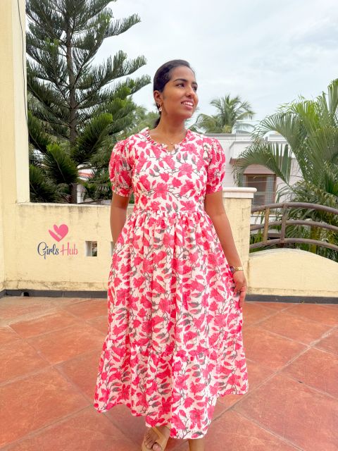 Peach Floral Hakoba – FM-55