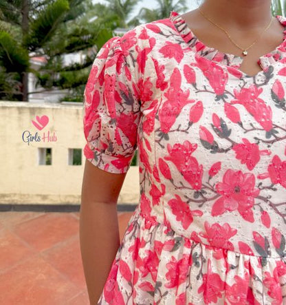 Peach Floral Hakoba – FM-55