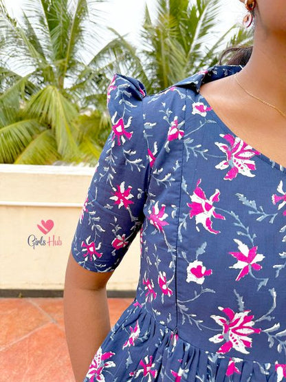 Navy Blue Red Flower – FM-62