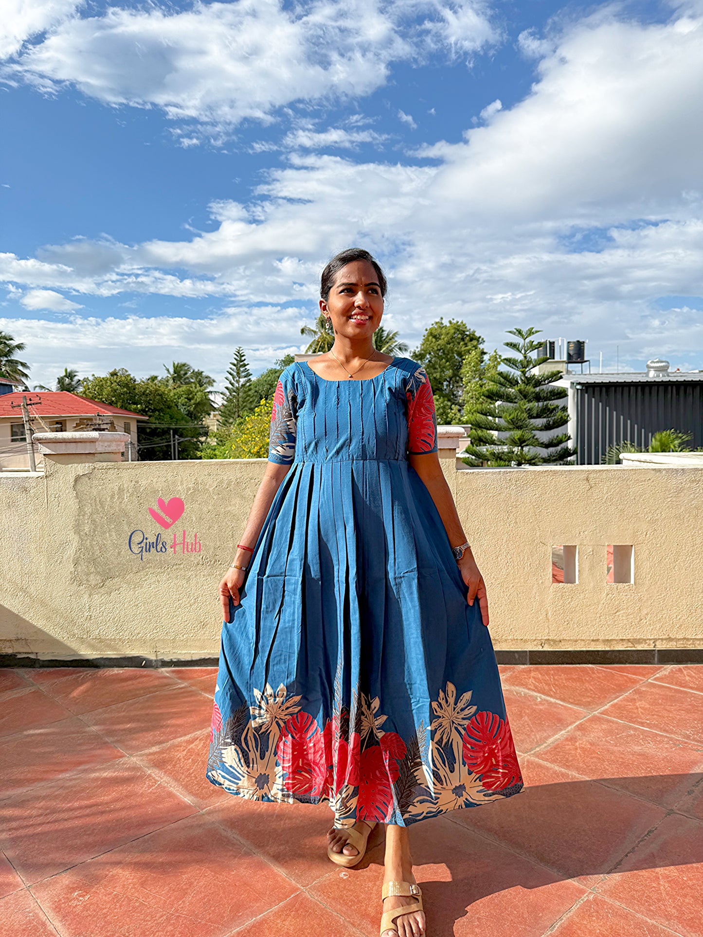 BLUE WITH RED LEAF-FM-149