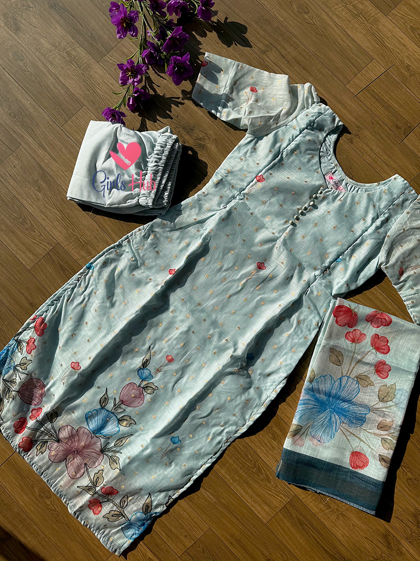 BLUE ORANGE FLOWERS-3P-64