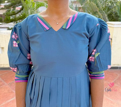 NAVY BLUE WITH PINK FLOWER-FM-152