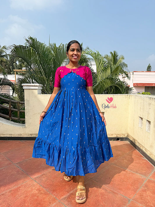 ROYAL BLUE WITH PINK SCALOOP-FM-252