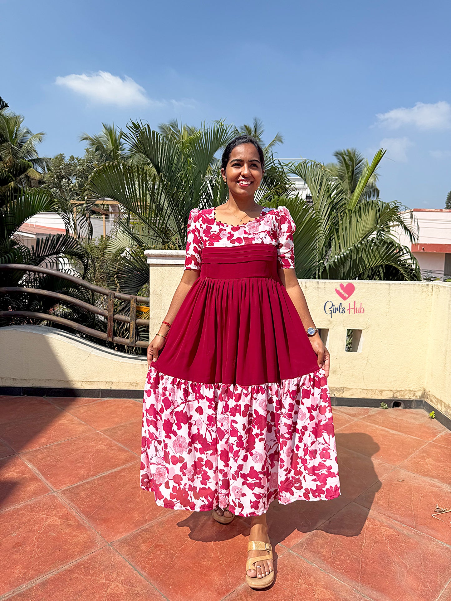 RED GEORGETTE MAXI -FM-308