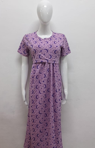 VIOLET WITH MOON-FG-59-ZIPLESS FEEDING GOWN