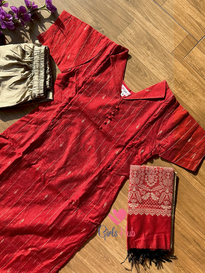 RED RAW SILK-3P-16