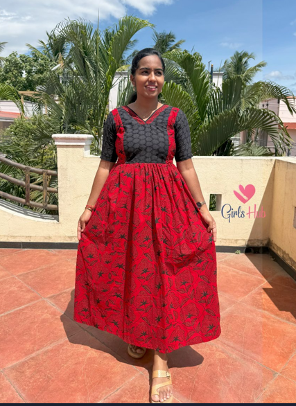 RED BLACK FLOWERS-FM-465