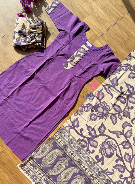 VIOLET KALAMKARI-3P-01(PRE-ORDER)