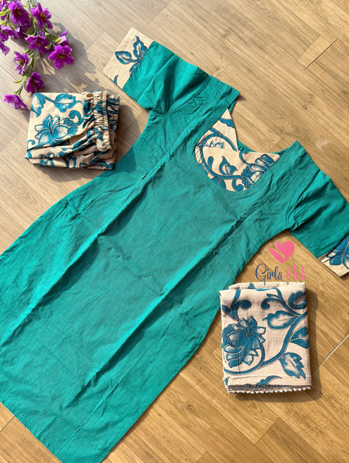 RAMAR GREEN KALAMKARI-3P-34(PRE ORDER)
