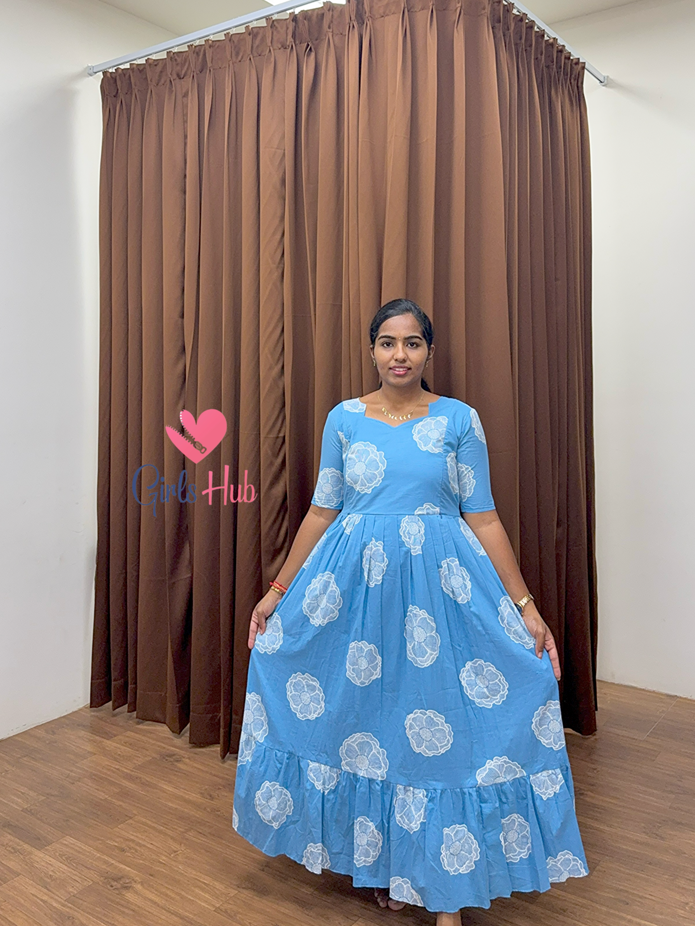 SKY BLUE WHITE FLOWERS-FM-554
