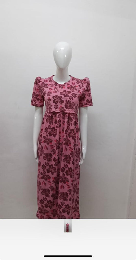 PINK BROWN LEAF-FG-54- ZIPLESS FEEDING  GOWN
