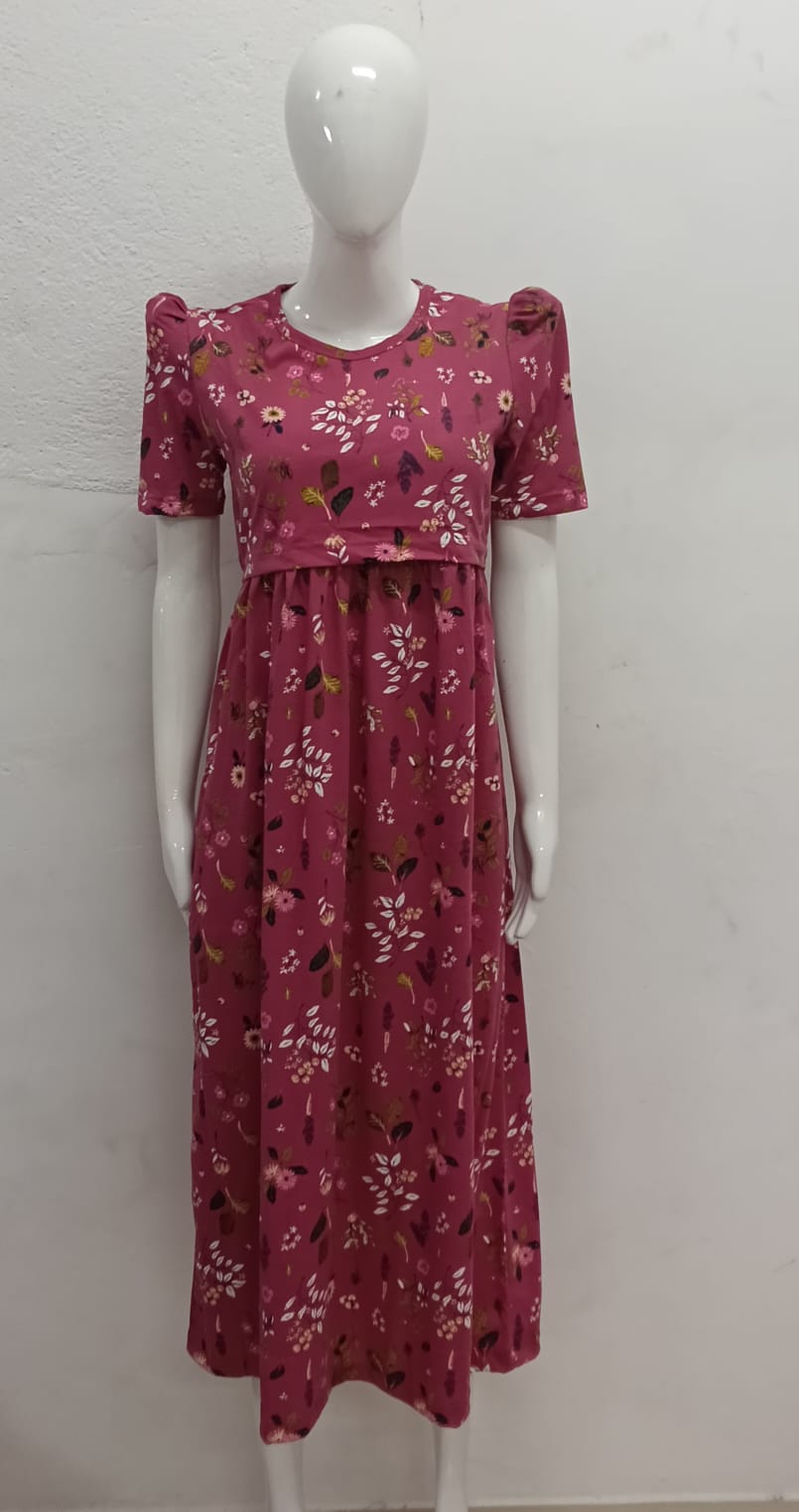 PURPLE FLORAL-FG-67 ZIPLESS FEEDING GOWN