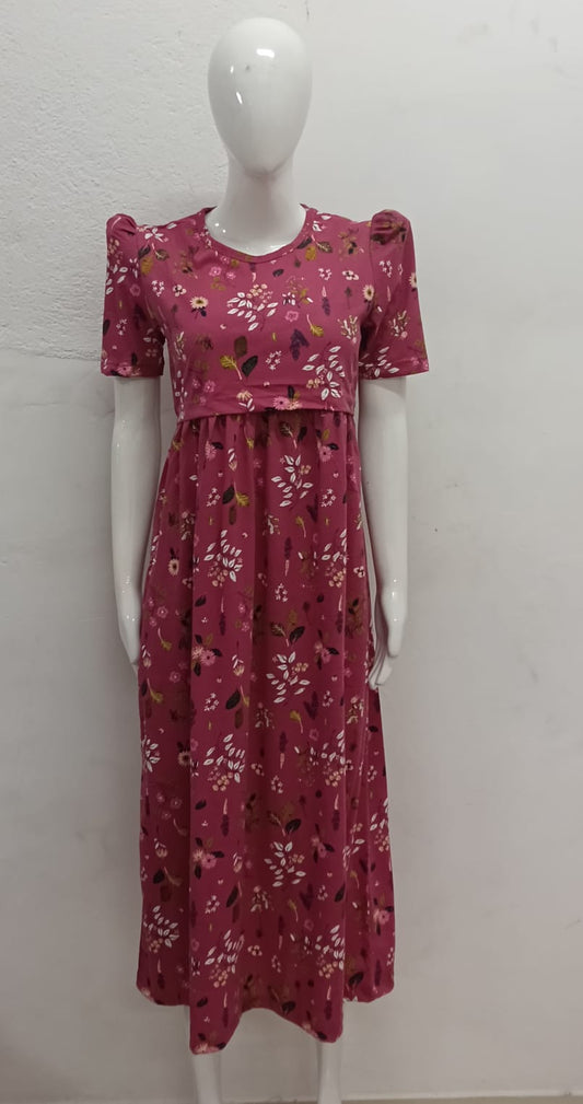 PURPLE FLORAL-FG-67 ZIPLESS FEEDING GOWN