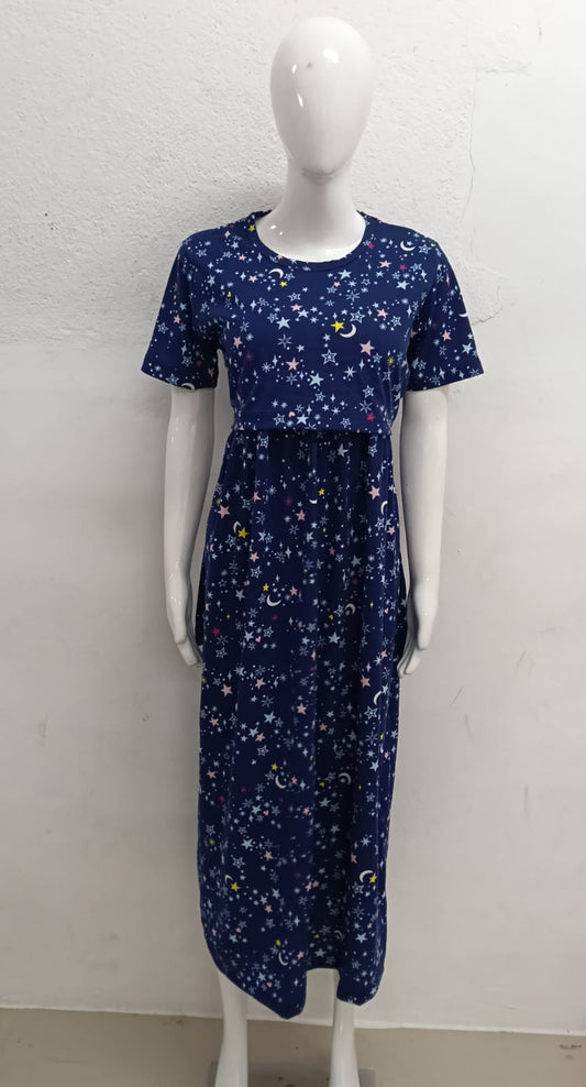 NAVY BLUE STAR-FG-73 ZIPLESS FEEDING GOWN