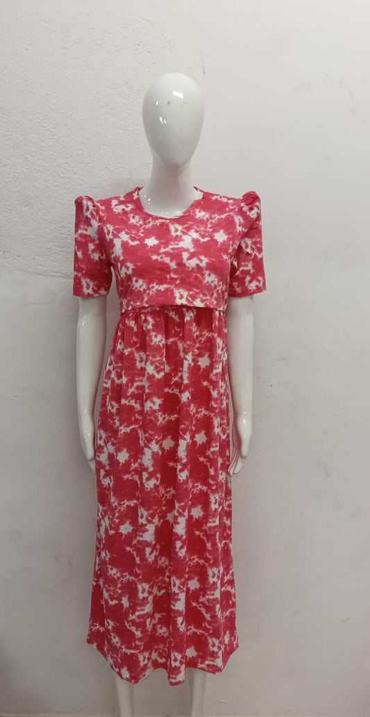 RED TYE&DYE-FG-65 ZIPLESS FEEDING GOWN