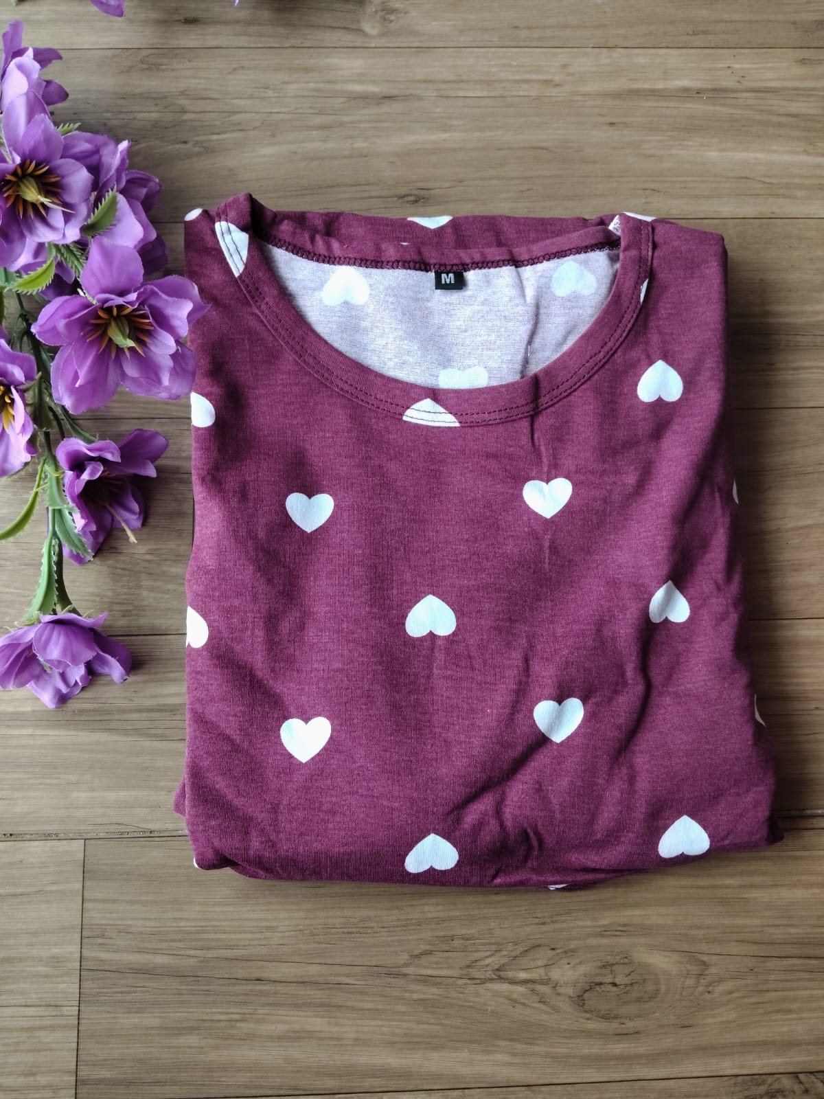 MAROON WITH WHITE HEART ZIPLESS GOWN-FG-28
