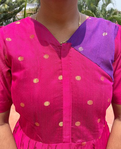 Pink With Violet Silk Cotton