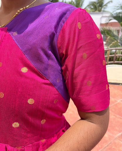 Pink With Violet Silk Cotton