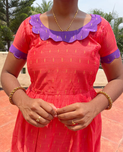 Peach with Purple Silk Cotton